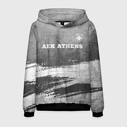 Толстовка-худи мужская AEK Athens - grey gradient посередине, цвет: 3D-черный