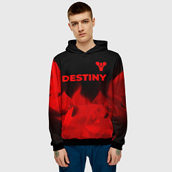 Толстовка-худи мужская Destiny - red gradient посередине, цвет: 3D-черный — фото 2