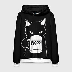 Толстовка-худи мужская Angry black cat nope, цвет: 3D-белый