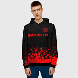 Толстовка-худи мужская Bayer 04 - red gradient посередине, цвет: 3D-черный — фото 2