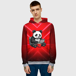 Толстовка-худи мужская Панда работает за ноутбуком, цвет: 3D-меланж — фото 2
