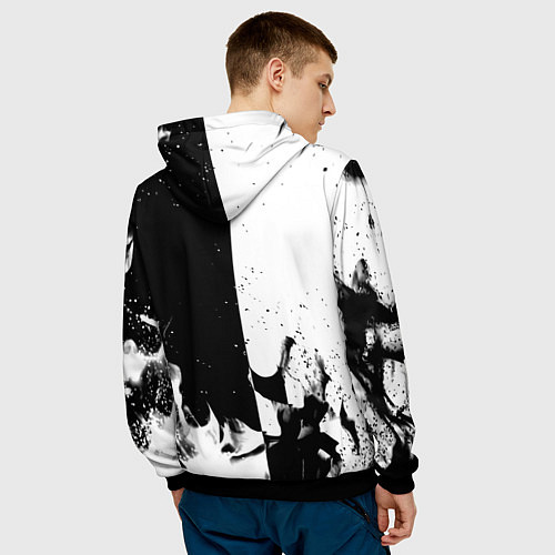 Мужская толстовка Nasa черно белый огонь / 3D-Черный – фото 4