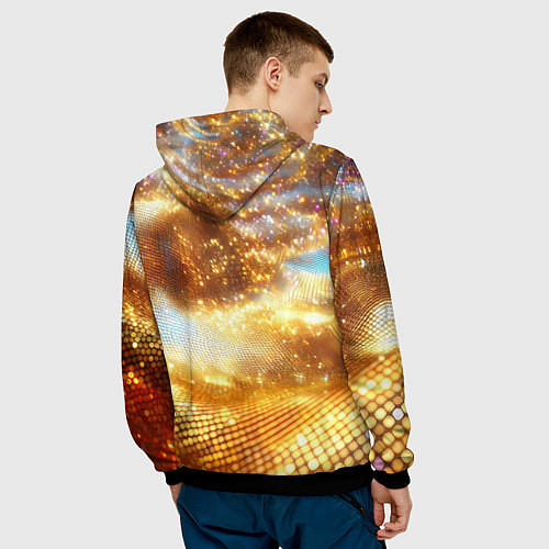 Мужская толстовка Блестящая золотая текстура / 3D-Черный – фото 4