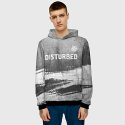 Толстовка-худи мужская Disturbed - grey gradient посередине, цвет: 3D-черный — фото 2