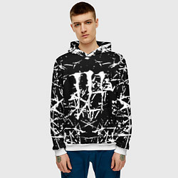 Толстовка-худи мужская Monster energy белые штрихи краско, цвет: 3D-белый — фото 2