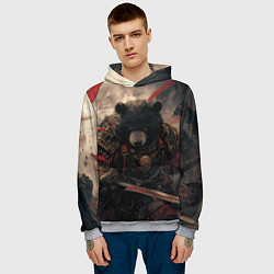 Толстовка-худи мужская Самурай медведь, цвет: 3D-меланж — фото 2