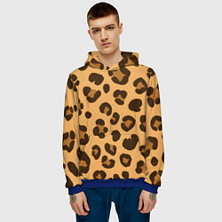 Толстовка-худи мужская Коричневые пятна леопарда, цвет: 3D-синий — фото 2