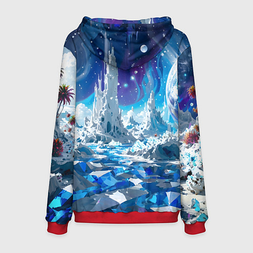 Мужская толстовка Космический фантастический пейзаж / 3D-Красный – фото 2