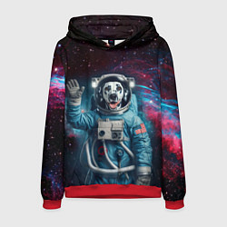 Толстовка-худи мужская Далматинец бравый космонавт - нейроарт, цвет: 3D-красный