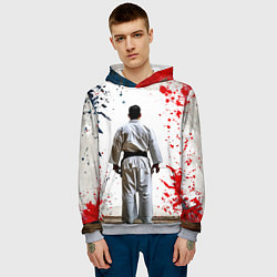Толстовка-худи мужская Борец айкидо на белом, цвет: 3D-меланж — фото 2
