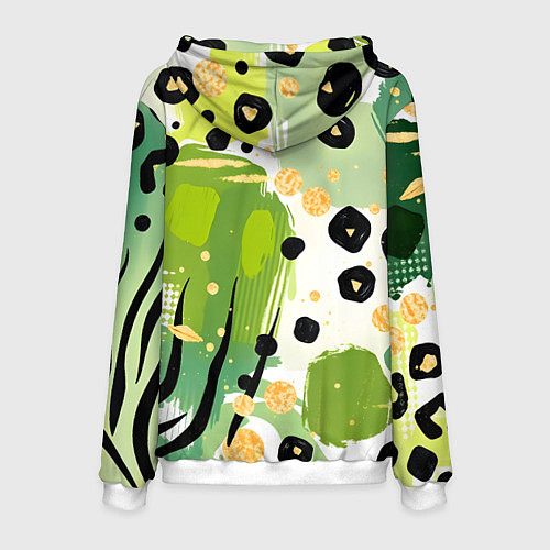 Мужская толстовка Зеленый анималистичный паттерн / 3D-Белый – фото 2
