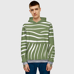 Толстовка-худи мужская Полоски зеленой зебры, цвет: 3D-меланж — фото 2