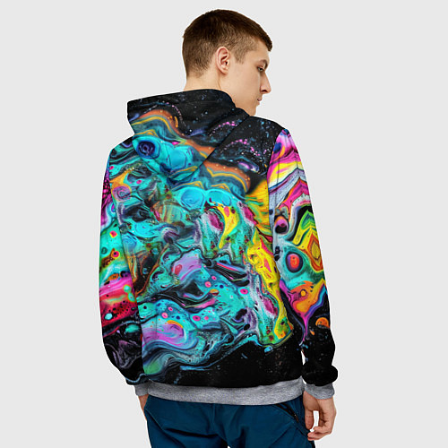 Мужская толстовка Абстрактная морда льва - яркие психоделические цве / 3D-Меланж – фото 4