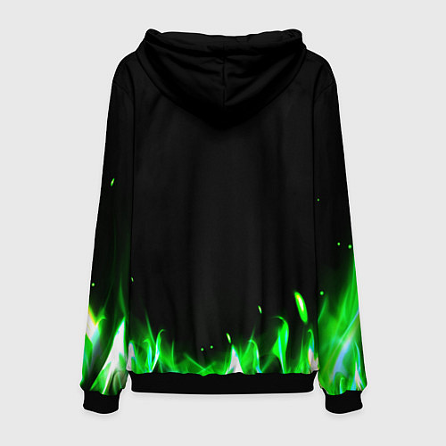 Мужская толстовка Сектор газа зеленый огонь / 3D-Черный – фото 2