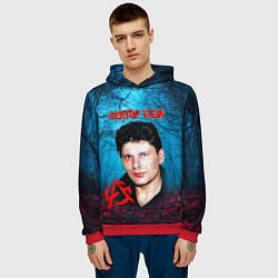 Толстовка-худи мужская Сектор газа вечерний лес, цвет: 3D-красный — фото 2