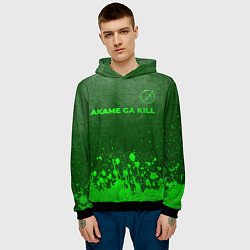 Толстовка-худи мужская Akame ga Kill - green gradient посередине, цвет: 3D-черный — фото 2