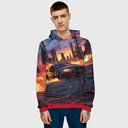 Толстовка-худи мужская BMW огненная дорога, цвет: 3D-красный — фото 2