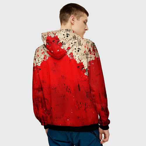 Мужская толстовка Брюс Ли на красном / 3D-Черный – фото 4