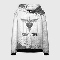 Толстовка-худи мужская Bon Jovi - white gradient, цвет: 3D-черный