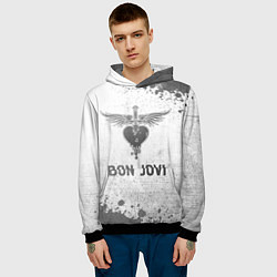 Толстовка-худи мужская Bon Jovi - white gradient, цвет: 3D-черный — фото 2