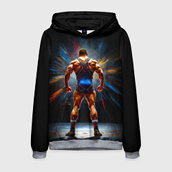 Толстовка-худи мужская Греко-римский борец на черном, цвет: 3D-меланж