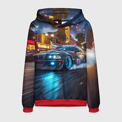 Толстовка-худи мужская ВМБ неоновый свет, цвет: 3D-красный