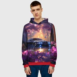 Толстовка-худи мужская БМВ Японская природа, цвет: 3D-красный — фото 2