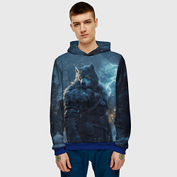 Толстовка-худи мужская Волк в доспехах, цвет: 3D-синий — фото 2