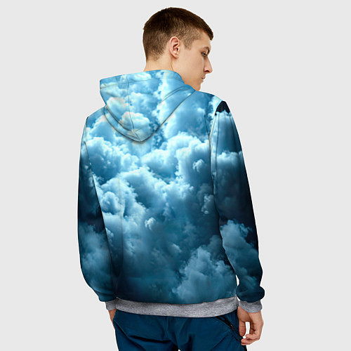 Мужская толстовка Мухаммед Али в синем дыму / 3D-Меланж – фото 4