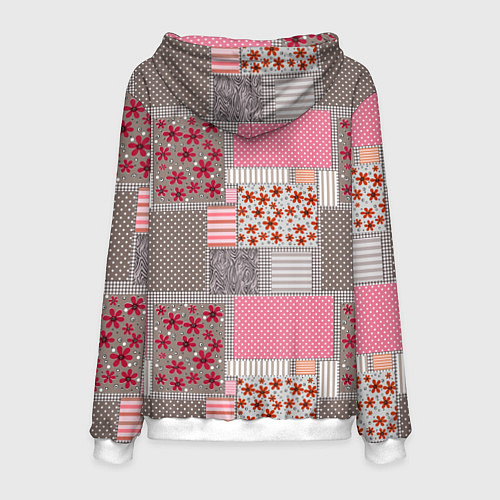 Мужская толстовка Розово-серые разноцветные лоскуты / 3D-Белый – фото 2