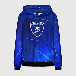 Толстовка-худи мужская Lamborghini blue poly, цвет: 3D-черный