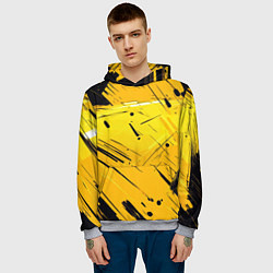 Толстовка-худи мужская Желтая краска на черном фоне, цвет: 3D-меланж — фото 2