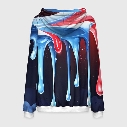 Мужская толстовка Синие и красные слизи текстура / 3D-Белый – фото 2
