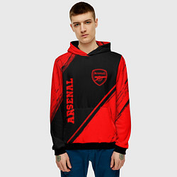 Толстовка-худи мужская Arsenal - red gradient вертикально, цвет: 3D-черный — фото 2