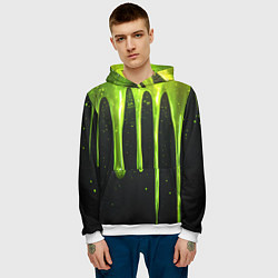 Толстовка-худи мужская Слизь зеленая текстура, цвет: 3D-белый — фото 2