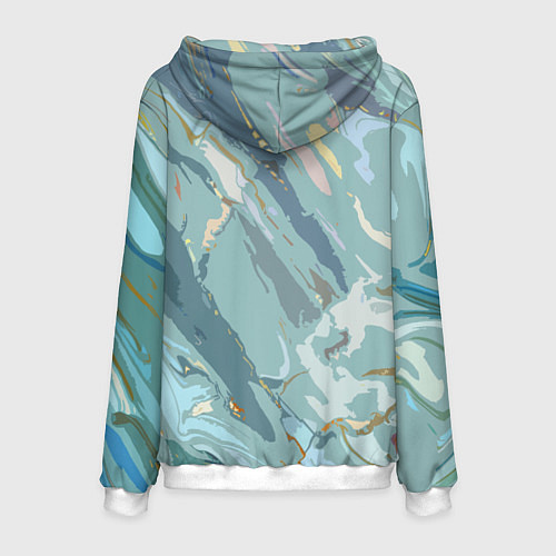 Мужская толстовка Холодный голубой абстракция / 3D-Белый – фото 2