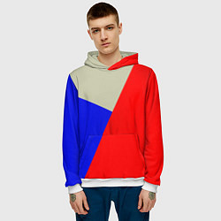 Толстовка-худи мужская Серо-сине-красный трёхцветный, цвет: 3D-белый — фото 2