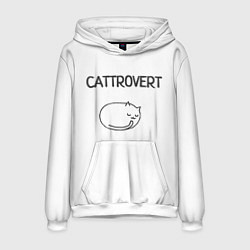 Толстовка-худи мужская Интроверт-кот, цвет: 3D-белый