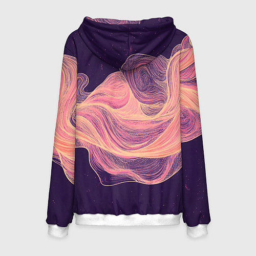 Мужская толстовка Бежевые волны текстура / 3D-Белый – фото 2