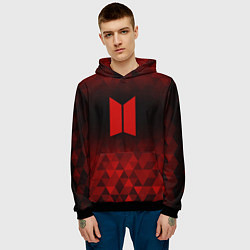 Толстовка-худи мужская BTS red poly, цвет: 3D-черный — фото 2