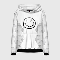 Толстовка-худи мужская Nirvana white poly, цвет: 3D-черный