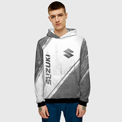 Толстовка-худи мужская Suzuki - white gradient вертикально, цвет: 3D-черный — фото 2