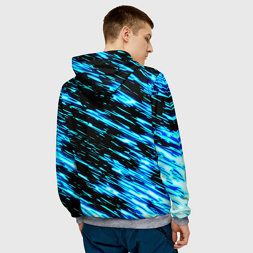 Мужская толстовка Monster energy штрихи голубых неоновых красок / 3D-Меланж – фото 4