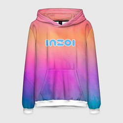 Толстовка-худи мужская Inzoi розово-оранжевый фон, цвет: 3D-белый