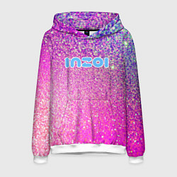 Толстовка-худи мужская Inzoi лого и розовые блестки, цвет: 3D-белый