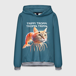 Толстовка-худи мужская Trippi troppi troppa trippa - brainrot cat meme, цвет: 3D-меланж