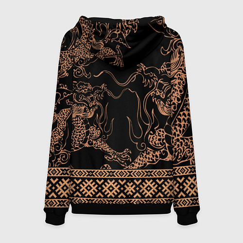 Мужская толстовка Золотой дракон с узорами славянскими / 3D-Черный – фото 2