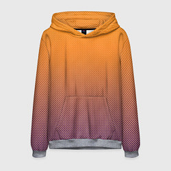 Толстовка-худи мужская Градиент оранжевый в фиолетовый мелкий ромбик, цвет: 3D-меланж