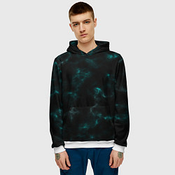 Толстовка-худи мужская Color black turquoise, цвет: 3D-белый — фото 2
