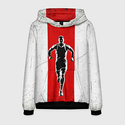 Толстовка-худи мужская Легкоатлет на красно-белом, цвет: 3D-черный